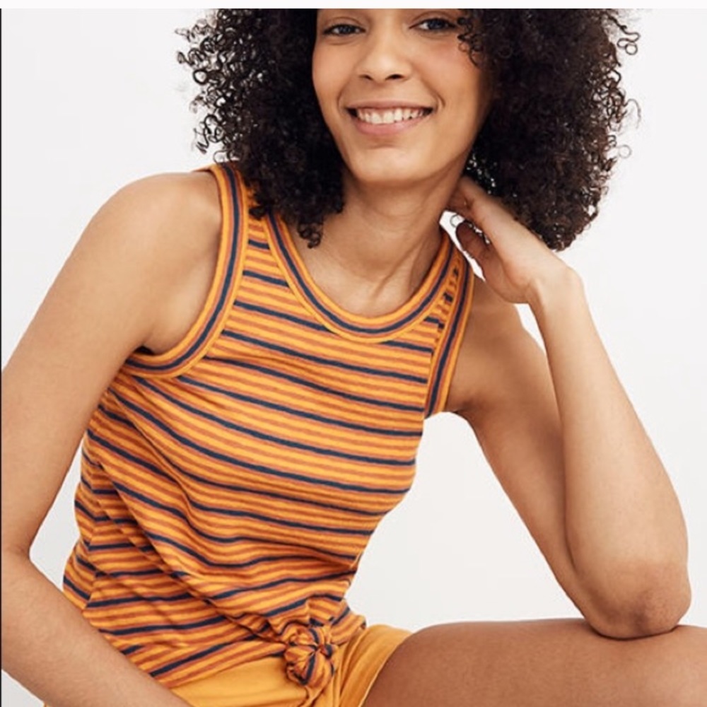 Madewell striped front-knot tank top